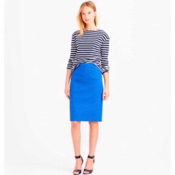 J. Crew Dresses & Skirts - J. CREW No.2 Pencil Skirt Cotton Twill Blue 2